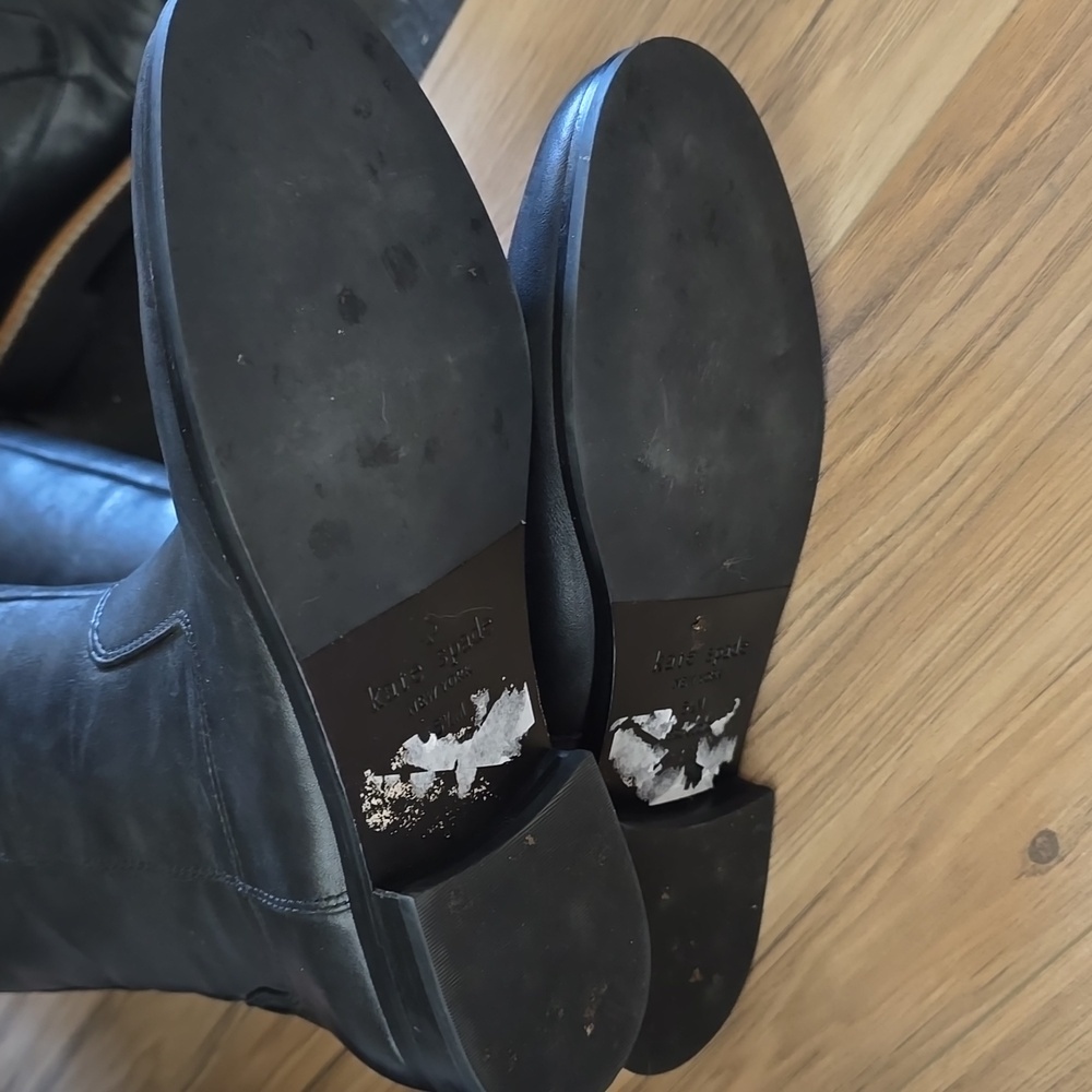 New condition! kate Spade New Pork Ronnie Riding Boot Black Leather Size 5.5 M - Picture 3 of 7